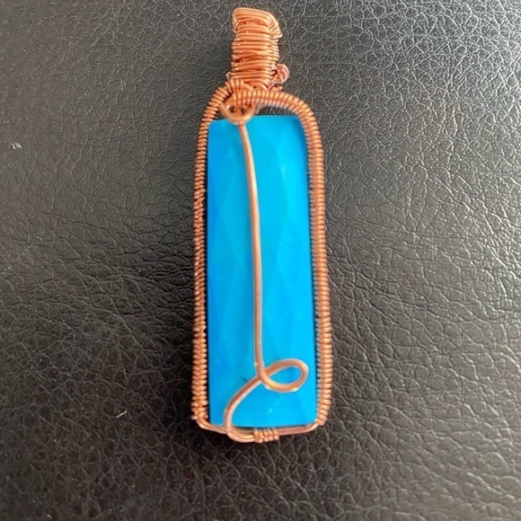 Wire turquoise wrapped pendant 17.5 carats